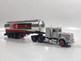 Majorette Super Movers No. 606 Texaco Tanker Semi Tractor Trailer Truck Silver Chrome Die Cast Toy Car Vehicle with Opening Hood