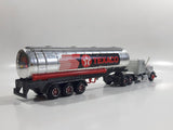 Majorette Super Movers No. 606 Texaco Tanker Semi Tractor Trailer Truck Silver Chrome Die Cast Toy Car Vehicle with Opening Hood