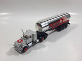 Majorette Super Movers No. 606 Texaco Tanker Semi Tractor Trailer Truck Silver Chrome Die Cast Toy Car Vehicle with Opening Hood