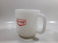 Vintage Glasbake Surrey Co-op Feed Department Milk Glass Coffee Mug Cup