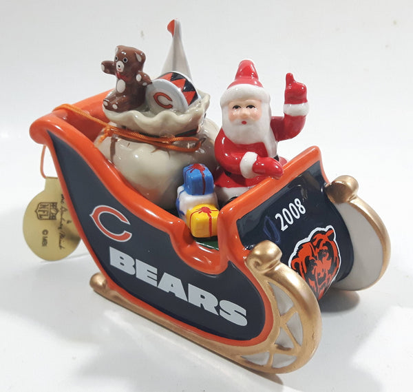 2008 The Danbury Mint Chicago Bears NFL Football Team Santa Christmas Sleigh Ceramic Ornament