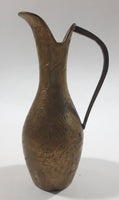 Vintage Engraved Brass Ewer Jug Pitcher 6" Tall