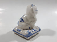 Vintage Delft Holland Cat on Windmill Pillow Figurine