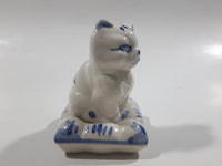 Vintage Delft Holland Cat on Windmill Pillow Figurine