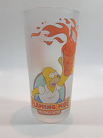 2002 The Simpsons Homer Simpson Flaming Moe Fire Made It Better 6" Tall Frosted Glass Cup