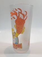 2002 The Simpsons Homer Simpson Flaming Moe Fire Made It Better 6" Tall Frosted Glass Cup