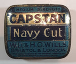 Antique Capstan W.D. & H.O. Wills Bristol & London Medium Strength Navy Cut Small Blue Tin Metal Tobacco Container