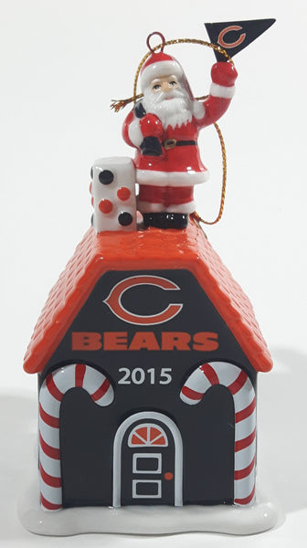 2015 The Danbury Mint Chicago Bears NFL Football Team Santa Christmas Gingerbread House Ceramic Ornament