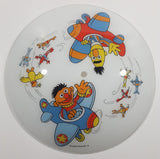 Vintage Jim Henson Productions Sesame Street Bert and Ernie in Airplanes Aviation Themed Glass Ceiling Light Cover Shade