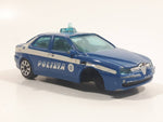 Burago Alfa Romeo 156 Polizia Blue 1/43 Scale Die Cast Toy Police Cop Car Vehicle Missing a Wheel