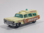 2012 Matchbox Beach 1963 Cadillac Ambulance Cream Light Yellow 1:81 Scale Die Cast Toy Car Vehicle