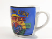 Bright And Early Coffee Blue and White Ceramic Coffee Mug Cup