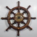 Vintage Dutch Wood Texture Hard Plastic 16" Captain's Ship Wheel Barometer