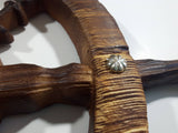 Vintage Dutch Wood Texture Hard Plastic 16" Captain's Ship Wheel Barometer