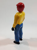 Vintage 1974 Fisher Price Adventure People Yellow and Blue Motorcycle Rider Man 3 3/4" Tall Plastic Toy Action Figure Made in Hong Kong