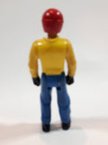 Vintage 1974 Fisher Price Adventure People Yellow and Blue Motorcycle Rider Man 3 3/4" Tall Plastic Toy Action Figure Made in Hong Kong