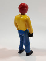 Vintage 1974 Fisher Price Adventure People Yellow and Blue Motorcycle Rider Man 3 3/4" Tall Plastic Toy Action Figure Made in Hong Kong