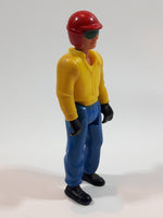 Vintage 1974 Fisher Price Adventure People Yellow and Blue Motorcycle Rider Man 3 3/4" Tall Plastic Toy Action Figure Made in Hong Kong