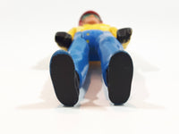 Vintage 1974 Fisher Price Adventure People Yellow and Blue Motorcycle Rider Man 3 3/4" Tall Plastic Toy Action Figure Made in Hong Kong