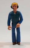 Vintage 1974 Fisher Price Adventure People Male with Radio Headset with Mic Blue Clothing Man 3 3/4" Tall Plastic Toy Action Figure Made in Hong Kong