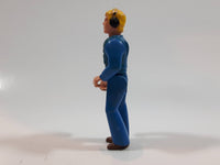 Vintage 1974 Fisher Price Adventure People Male with Radio Headset with Mic Blue Clothing Man 3 3/4" Tall Plastic Toy Action Figure Made in Hong Kong