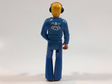 Vintage 1974 Fisher Price Adventure People Male with Radio Headset with Mic Blue Clothing Man 3 3/4" Tall Plastic Toy Action Figure Made in Hong Kong