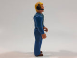 Vintage 1974 Fisher Price Adventure People Male with Radio Headset with Mic Blue Clothing Man 3 3/4" Tall Plastic Toy Action Figure Made in Hong Kong