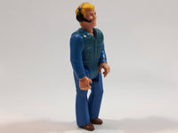 Vintage 1974 Fisher Price Adventure People Male with Radio Headset with Mic Blue Clothing Man 3 3/4" Tall Plastic Toy Action Figure Made in Hong Kong