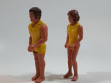 Set of Vintage 1974 Fisher Price Adventure People Scuba Diver Male Female Yellow Clothing Man and Woman 3 1/2" Tall Plastic Toy Action Figure Made in Hong Kong