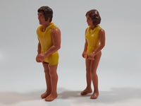 Set of Vintage 1974 Fisher Price Adventure People Scuba Diver Male Female Yellow Clothing Man and Woman 3 1/2" Tall Plastic Toy Action Figure Made in Hong Kong