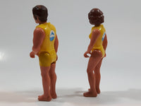 Set of Vintage 1974 Fisher Price Adventure People Scuba Diver Male Female Yellow Clothing Man and Woman 3 1/2" Tall Plastic Toy Action Figure Made in Hong Kong