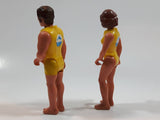 Set of Vintage 1974 Fisher Price Adventure People Scuba Diver Male Female Yellow Clothing Man and Woman 3 1/2" Tall Plastic Toy Action Figure Made in Hong Kong