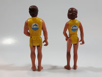 Set of Vintage 1974 Fisher Price Adventure People Scuba Diver Male Female Yellow Clothing Man and Woman 3 1/2" Tall Plastic Toy Action Figure Made in Hong Kong