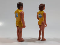 Set of Vintage 1974 Fisher Price Adventure People Scuba Diver Male Female Yellow Clothing Man and Woman 3 1/2" Tall Plastic Toy Action Figure Made in Hong Kong