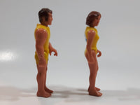 Set of Vintage 1974 Fisher Price Adventure People Scuba Diver Male Female Yellow Clothing Man and Woman 3 1/2" Tall Plastic Toy Action Figure Made in Hong Kong