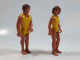 Set of Vintage 1974 Fisher Price Adventure People Scuba Diver Male Female Yellow Clothing Man and Woman 3 1/2" Tall Plastic Toy Action Figure Made in Hong Kong