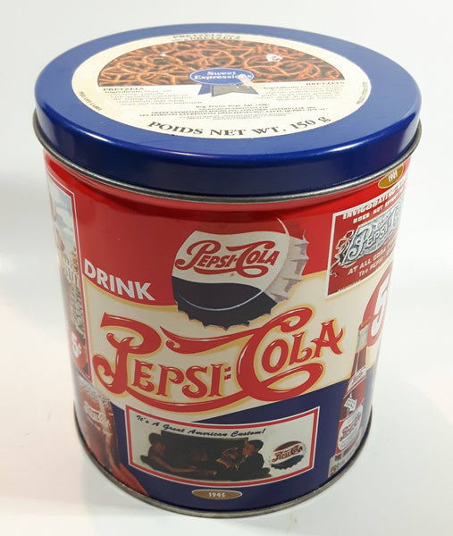 1993 Pepsi Cola Vintage Advertising History Pretzels Tin Metal Container