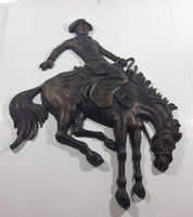 Vintage 1974 Homco Cowboy Riding Bucking Horse Hard Plastic Decorative Western Wall Hanging