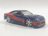 Rare Fast and Furious Tokyo Drift Nissan Silvia "Rays" "West" Dark Blue and Red 1/55 Scale Die Cast Toy Car Vehicle with Rubber Tires Missing the Spoiler