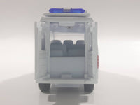 Carven No. T326 Police 0220 Van White Pullback Friction Motorized Die Cast Toy Car Vehicle with Opening Rear Doors - Needs Repair