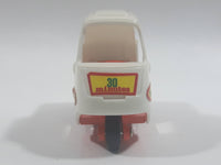 1990s Tomy Tomica No. 82 Pizza Delivery Bike Pizza 30 Minutes White and Orange 1/76 Scale Die Cast Toy Car Vehicle Missing The Driver