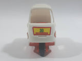 1990s Tomy Tomica No. 82 Pizza Delivery Bike Pizza 30 Minutes White and Orange 1/76 Scale Die Cast Toy Car Vehicle Missing The Driver