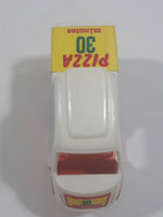 1990s Tomy Tomica No. 82 Pizza Delivery Bike Pizza 30 Minutes White and Orange 1/76 Scale Die Cast Toy Car Vehicle Missing The Driver