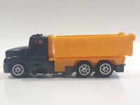 Unknown Brand Dump Truck Green and Yellow Plastic and Metal Die Cast Toy Car Vehicle