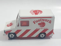 Tomy Tomica No. 27 Isuzu Hipac Van Footwork White and Red 1/70 Scale Die Cast Toy Car Vehicle Missing One Back Door