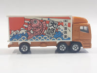 1988 Tomy Tomica No. 7 "Super Great Truck" Fuso Container Truck Fish Orange 1/102 Scale Die Cast Toy Car Vehicle with Opening Rear Doors