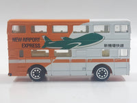 Edocar New Airport Express Double Decker Bus Orange and White Die Cast Toy Car Vehicle