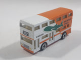 Edocar New Airport Express Double Decker Bus Orange and White Die Cast Toy Car Vehicle