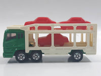 1996 Tomy Tomica No. 7 "Super Great Truck" Fuso Auto Hauler Transport Truck Green and White with Red Cars 1/102 Scale Die Cast Toy Car Vehicle