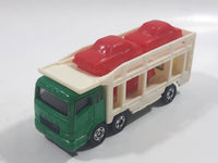 1996 Tomy Tomica No. 7 "Super Great Truck" Fuso Auto Hauler Transport Truck Green and White with Red Cars 1/102 Scale Die Cast Toy Car Vehicle